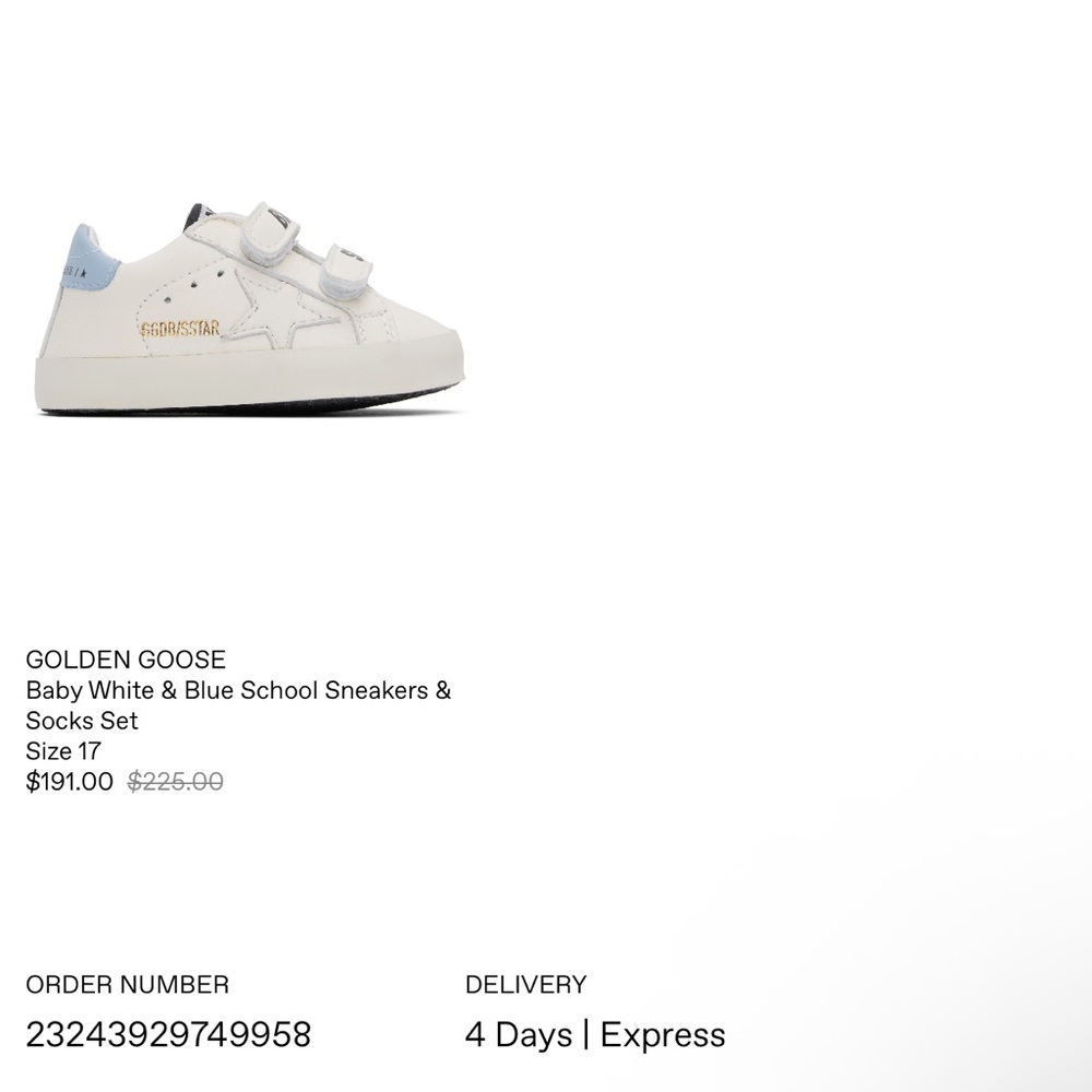 Golden Goose Kids White and Light Blue Sneakers